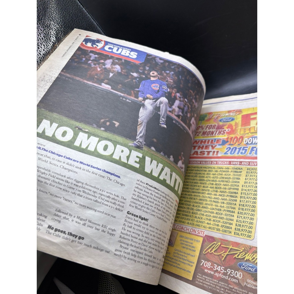Chicago Cubs 2016 World Series Champions Newspaper Front Page‎ G.O.A.T. - Picture 2 of 3